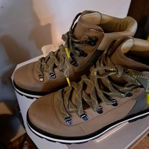 NEW SOREL women's lennox hiker waterproof boot in stone green/laurel